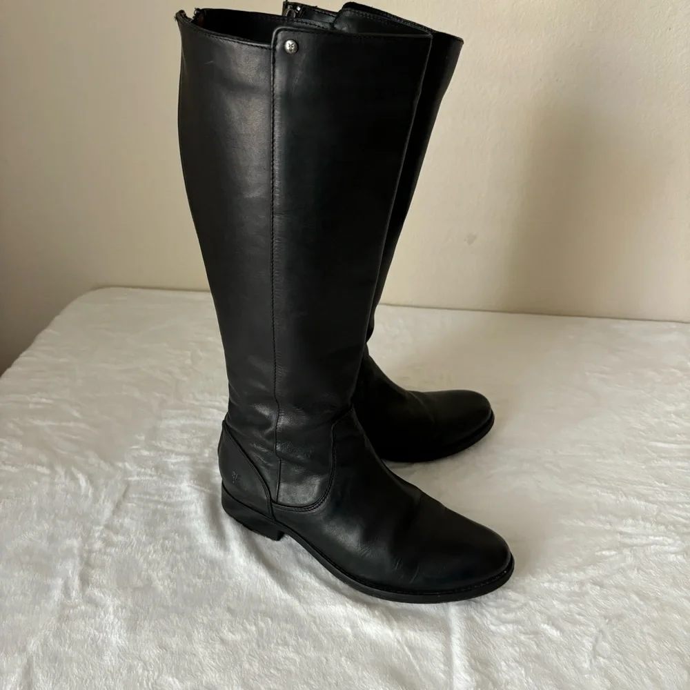FRYE MELISSA STUD BACK ZIP LEATHER Boot size 7 Black